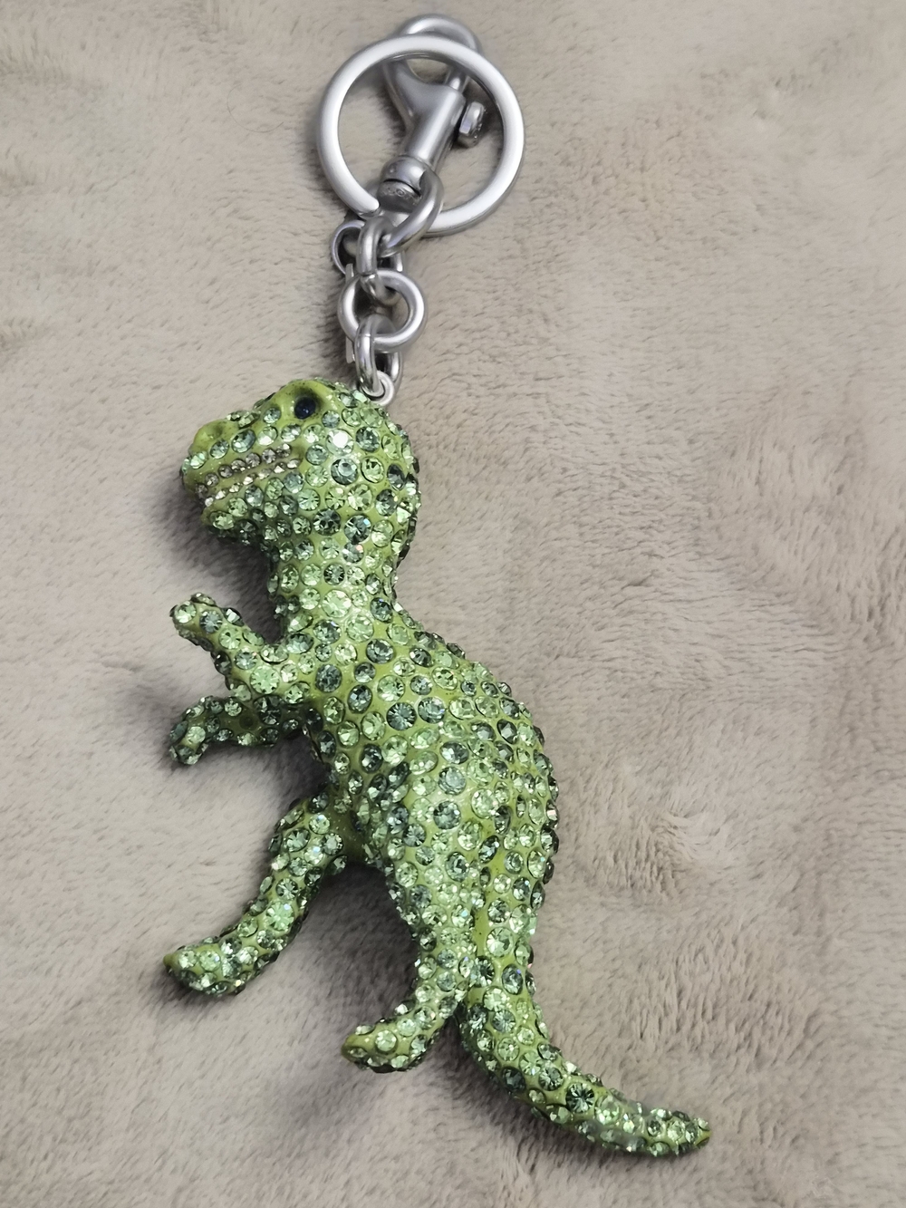 XL COACH Green Crystal Dinosaur Keychain